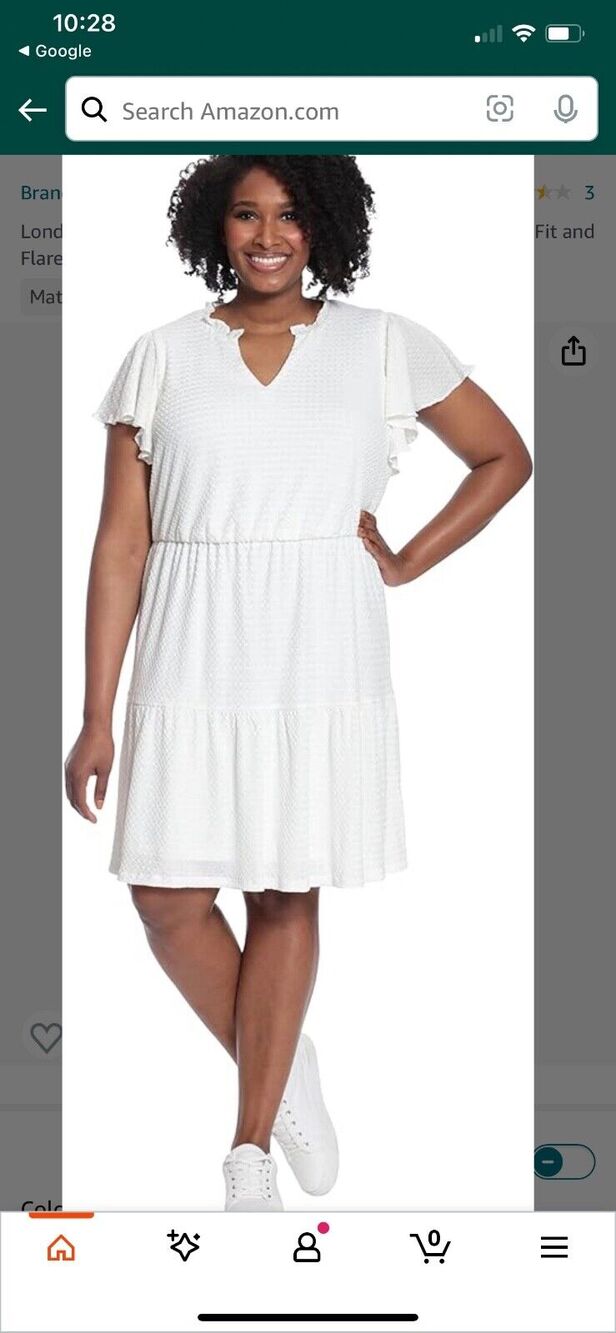 London Times Tiered Dress Plus Size 3X Flutter Sleeve Notch Collar White NEW B6
